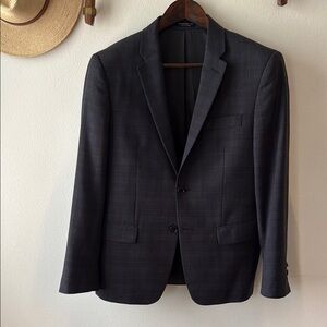 Men's Dark Gray Plaid Suit